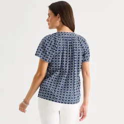 St. John's Bay Womens V Neck Short Sleeve Blouse