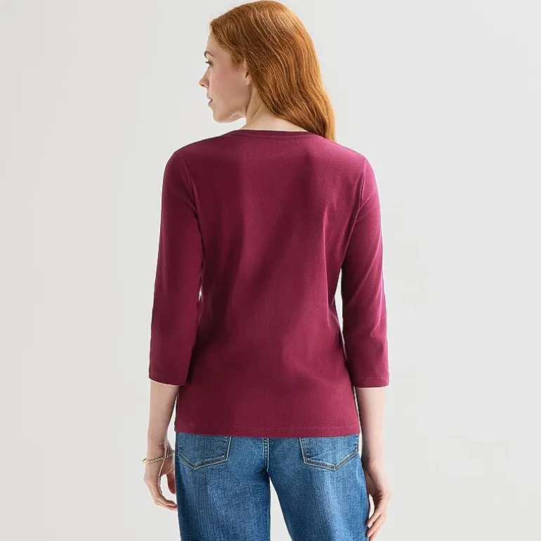 St. John's Bay Womens V Neck 3/4 Sleeve T-Shirt