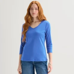 St. John's Bay Womens V Neck 3/4 Sleeve T-Shirt