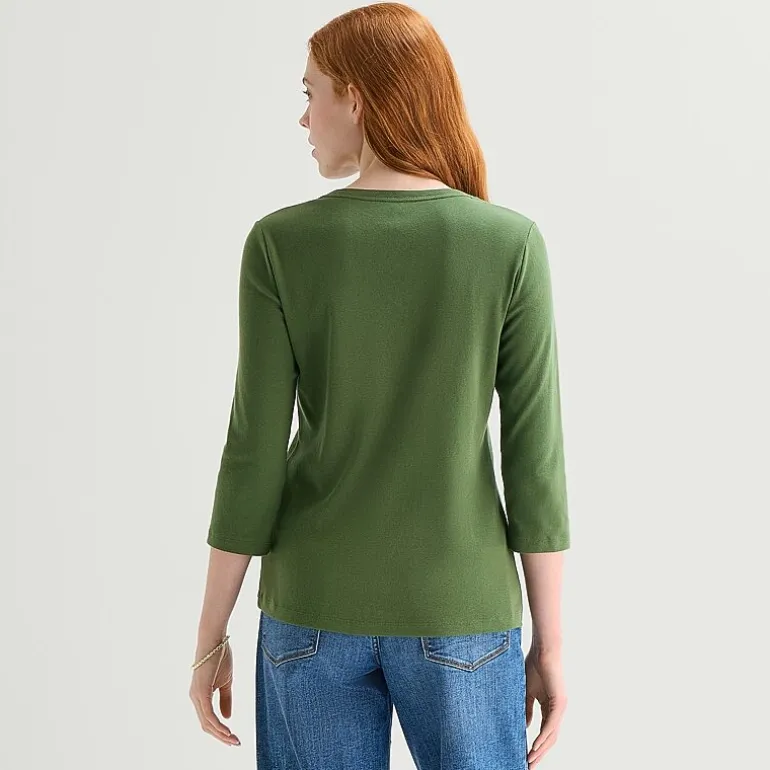 St. John's Bay Womens V Neck 3/4 Sleeve T-Shirt