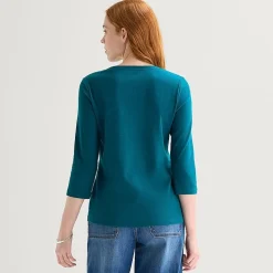 St. John's Bay Womens V Neck 3/4 Sleeve T-Shirt