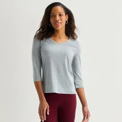 St. John's Bay Womens V Neck 3/4 Sleeve T-Shirt
