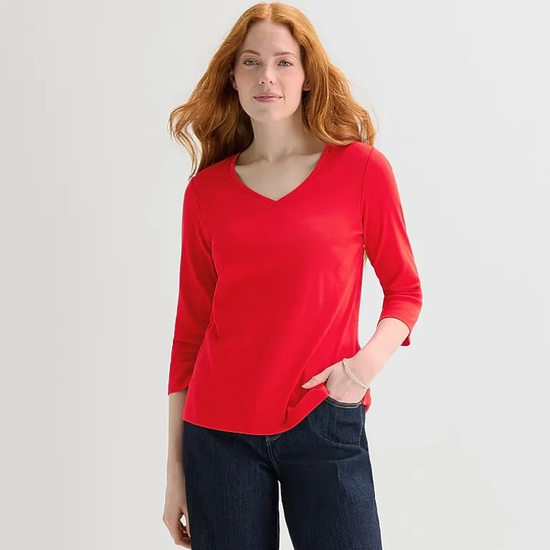 St. John's Bay Womens V Neck 3/4 Sleeve T-Shirt