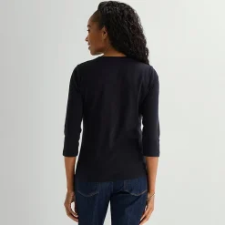St. John's Bay Womens V Neck 3/4 Sleeve T-Shirt