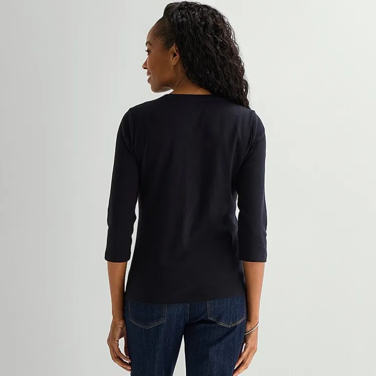 St. John's Bay Womens V Neck 3/4 Sleeve T-Shirt
