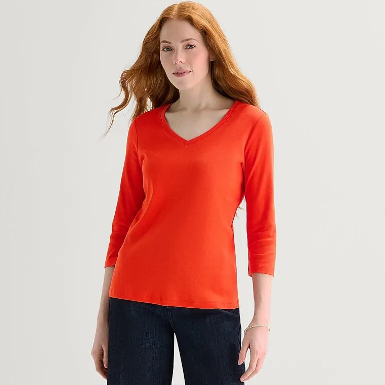 St. John's Bay Womens V Neck 3/4 Sleeve T-Shirt