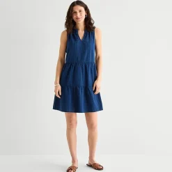 St. John's Bay Womens V Neck Sleeveless A-Line Dress