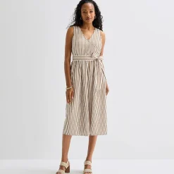 St. John's Bay Womens V Neck Sleeveless Striped A-Line Dress