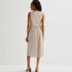 St. John's Bay Womens V Neck Sleeveless Striped A-Line Dress