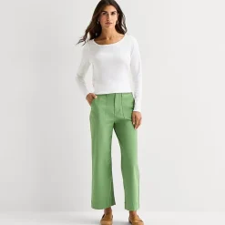 St. John's Bay Womens Wide Leg High Rise Cropped Pant