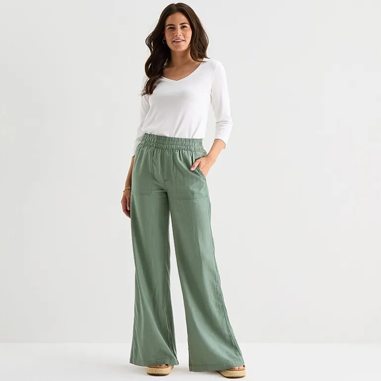St. John's Bay Womens Wide Leg High Rise Pull-On Pant
