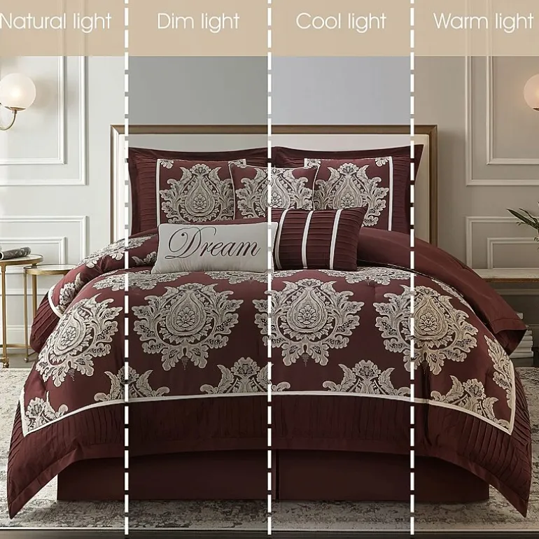 Stratford Park Thess 7pc Damask + Scroll Lightweight Comforter Set
