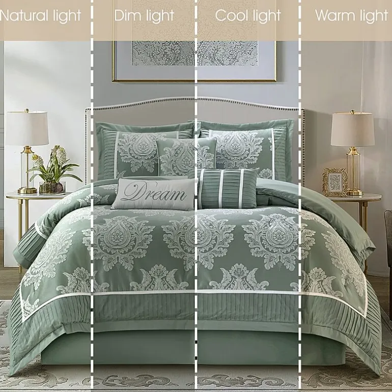 Stratford Park Thess 7pc Damask + Scroll Lightweight Comforter Set