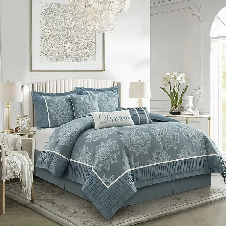 Stratford Park Thess 7pc Damask + Scroll Lightweight Comforter Set