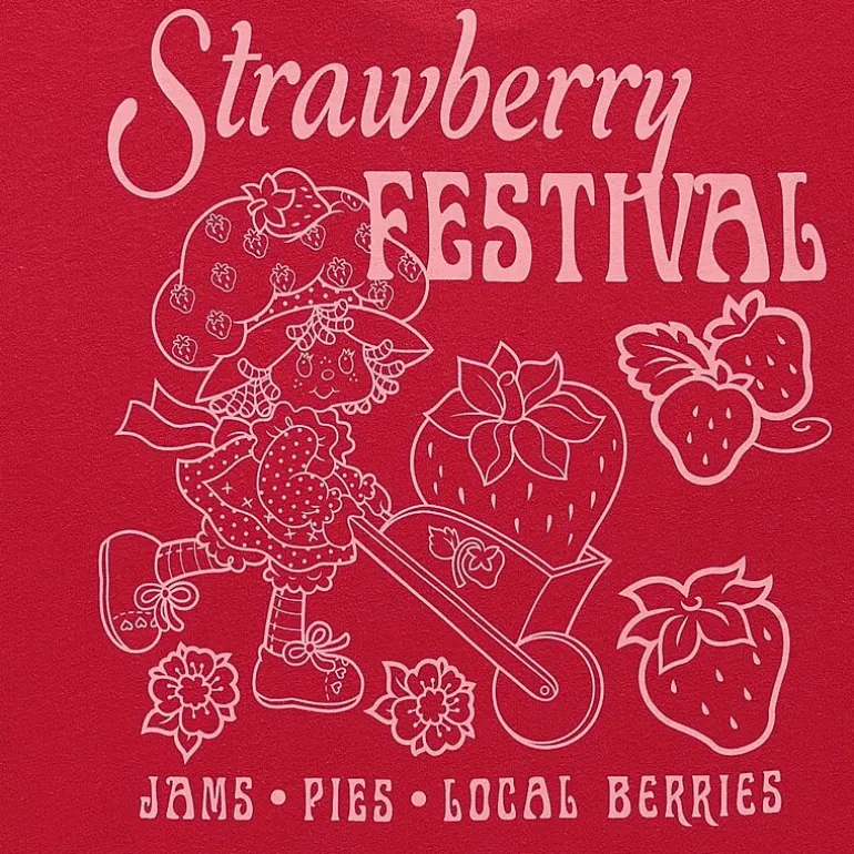 Strawberry Oversized Tee Womens Juniors Crew Neck Short Sleeve Oversized Strawberry Shortcake Graphic T-Shirt