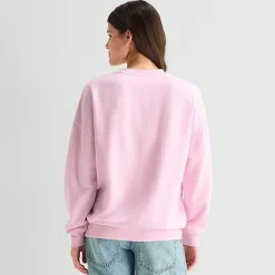 Strawberry Shortcake Crew Fleece Womens Juniors Crew Neck Long Sleeve Embroidered Strawberry Shortcake Sweatshirt