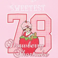Strawberry Shortcake Crew Fleece Womens Juniors Crew Neck Long Sleeve Embroidered Strawberry Shortcake Sweatshirt