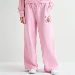 Strawberry Shortcake Sweatpant Womens Juniors Wide Leg Mid Rise Strawberry Shortcake Fleece Sweatpant