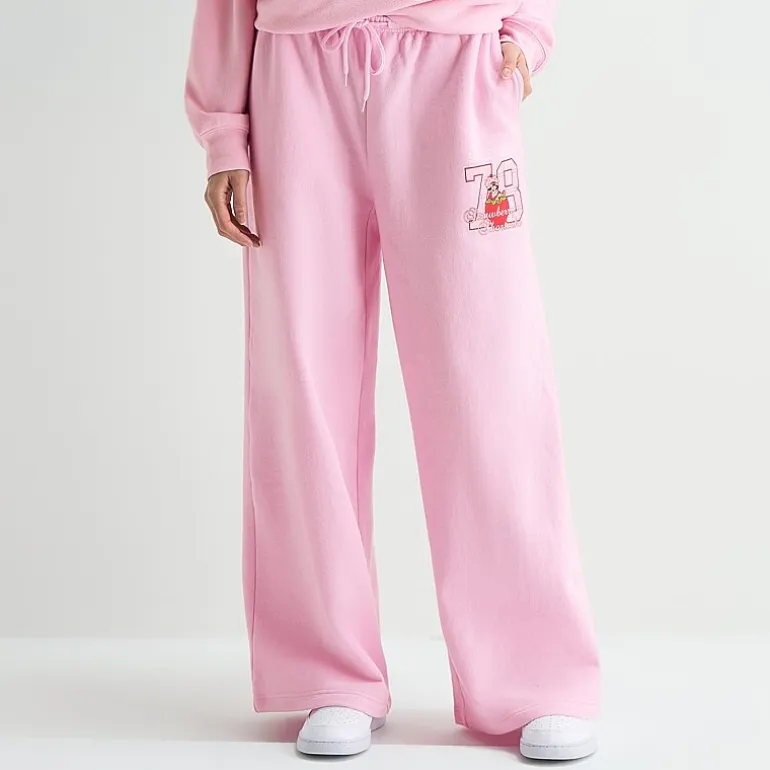 Strawberry Shortcake Sweatpant Womens Juniors Wide Leg Mid Rise Strawberry Shortcake Fleece Sweatpant