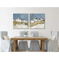 Streamline Art Seaside Cottages Ii Framed Canvas Art