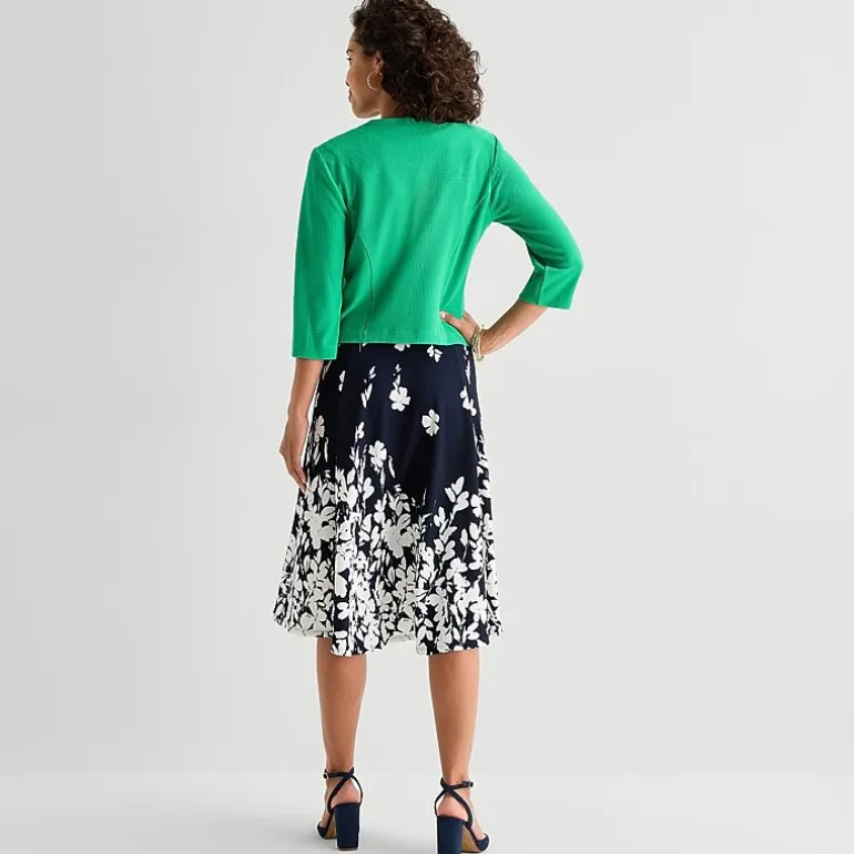 Studio 1 Womens Petite Midi Floral Jacket Dress