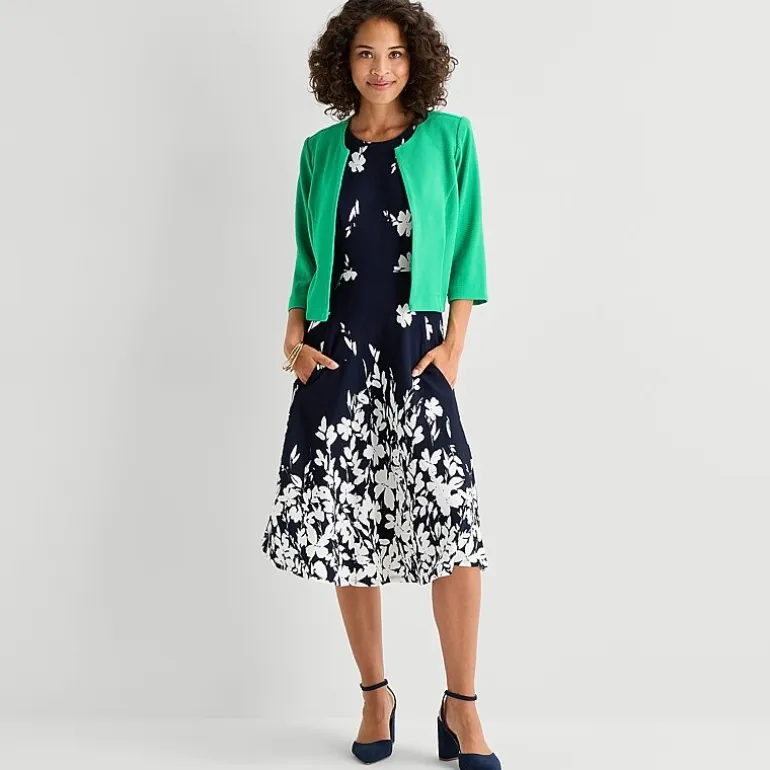 Studio 1 Womens Petite Midi Floral Jacket Dress