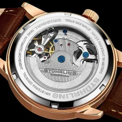 Stuhrling Mens Automatic Brown Leather Strap Watch 3917 3