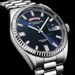 Stuhrling Mens Silver Tone Stainless Steel Bracelet Watch 4070.2