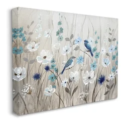 Stupell Industries Birds Floral Blossom Meadow Canvas Art