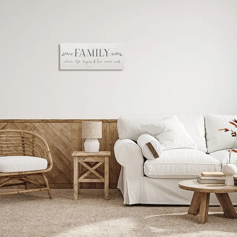 Stupell Industries Family Life Begins Love Never Ends Canvas Art