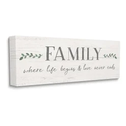 Stupell Industries Family Life Begins Love Never Ends Canvas Art