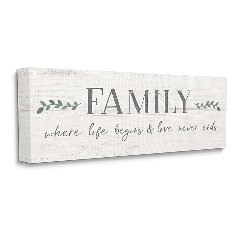 Stupell Industries Family Life Begins Love Never Ends Canvas Art