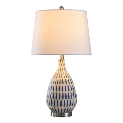 Stylecraft 15.5 W Off-White & Blue Ceramic Table Lamp