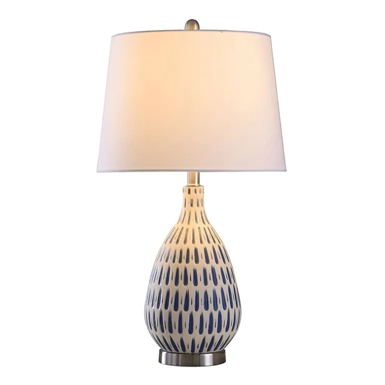 Stylecraft 15.5 W Off-White & Blue Ceramic Table Lamp