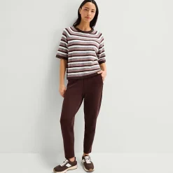 Stylus Womens Crew Neck Short Sleeve Pullover Sweater