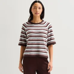 Stylus Womens Crew Neck Short Sleeve Pullover Sweater