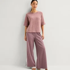 Stylus Womens Crew Neck Short Sleeve Pullover Sweater