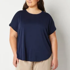Stylus Womens Plus Crew Neck Short Sleeve T-Shirt