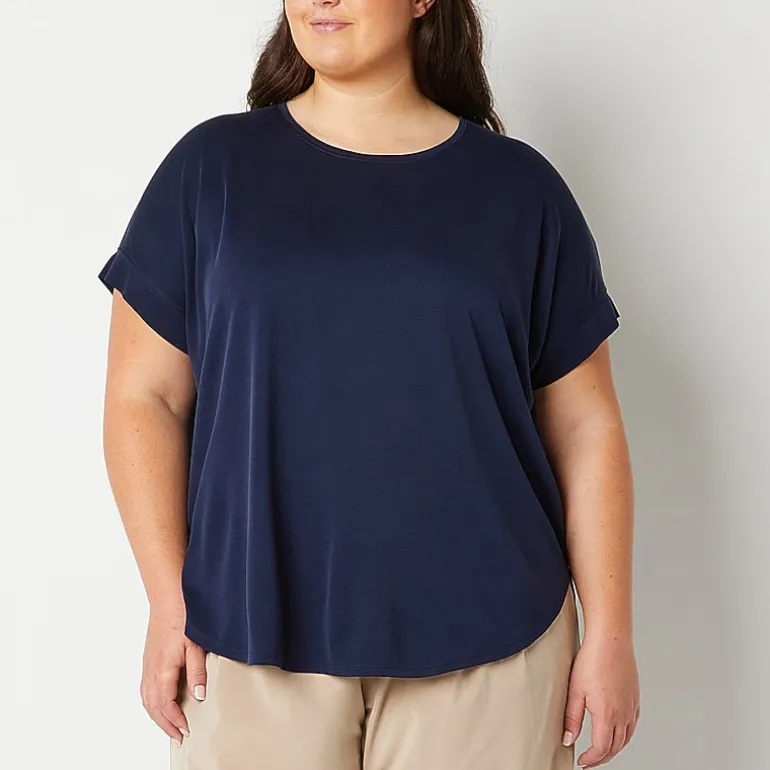 Stylus Womens Plus Crew Neck Short Sleeve T-Shirt