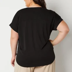 Stylus Womens Plus Crew Neck Short Sleeve T-Shirt