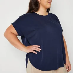 Stylus Womens Plus Crew Neck Short Sleeve T-Shirt