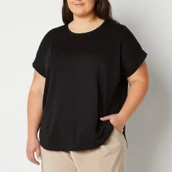 Stylus Womens Plus Crew Neck Short Sleeve T-Shirt