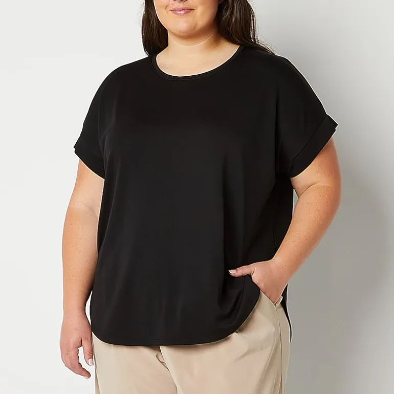 Stylus Womens Plus Crew Neck Short Sleeve T-Shirt