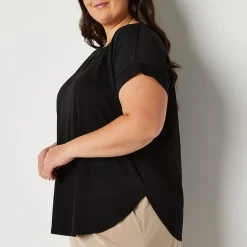 Stylus Womens Plus Crew Neck Short Sleeve T-Shirt
