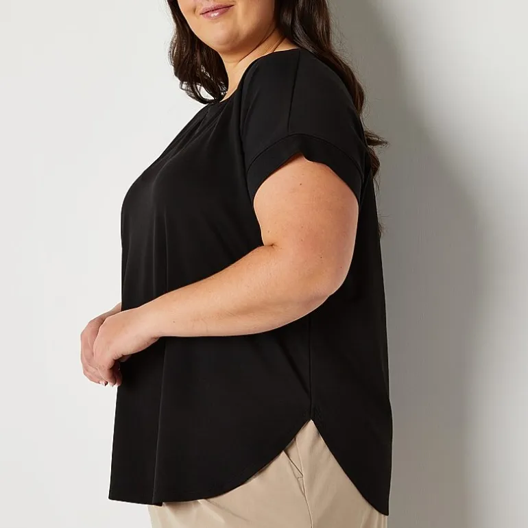 Stylus Womens Plus Crew Neck Short Sleeve T-Shirt