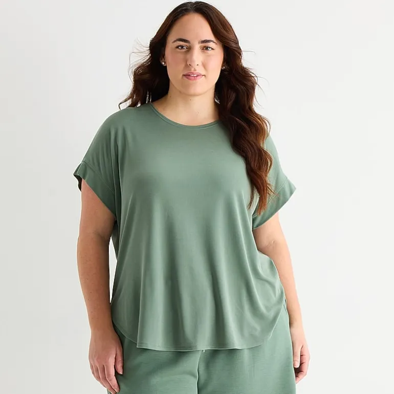 Stylus Womens Plus Crew Neck Short Sleeve T-Shirt