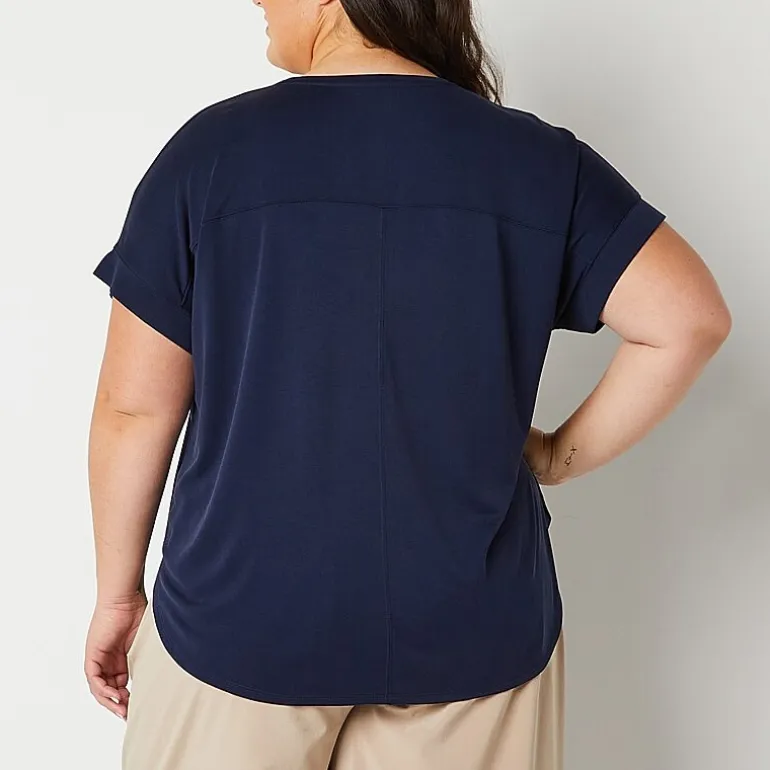 Stylus Womens Plus Crew Neck Short Sleeve T-Shirt