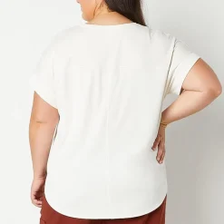 Stylus Womens Plus Crew Neck Short Sleeve T-Shirt