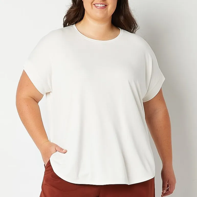Stylus Womens Plus Crew Neck Short Sleeve T-Shirt