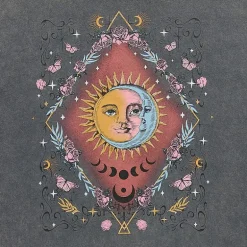 Sun And Moon Boyfriend Tee Womens Juniors Crew Neck Short Sleeve Oversized Graphic T-Shirt